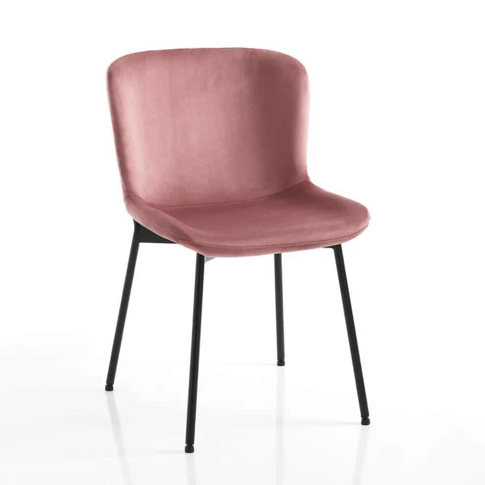 Set mit 4 Stoffstühlen und neigbaren Füßen – Dentice