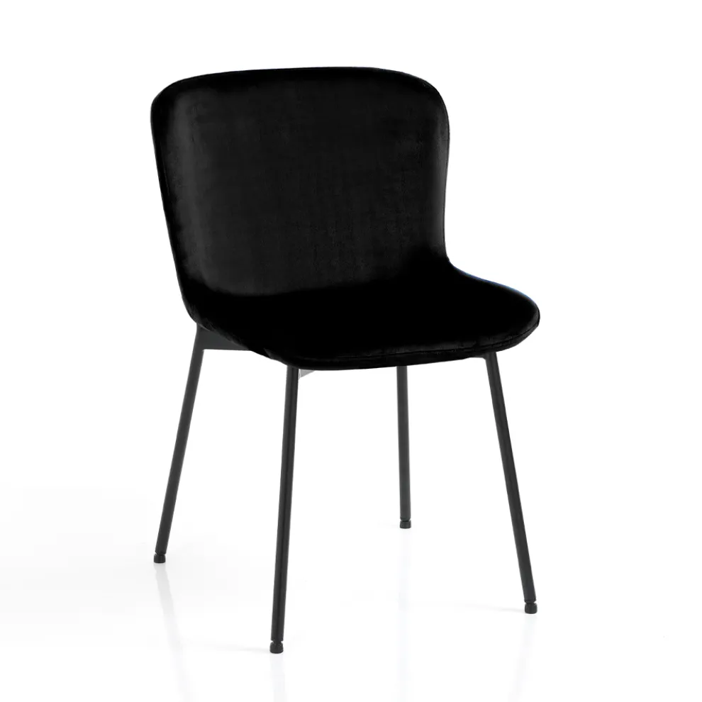 Set mit 4 Stoffstühlen und neigbaren Füßen – Dentice