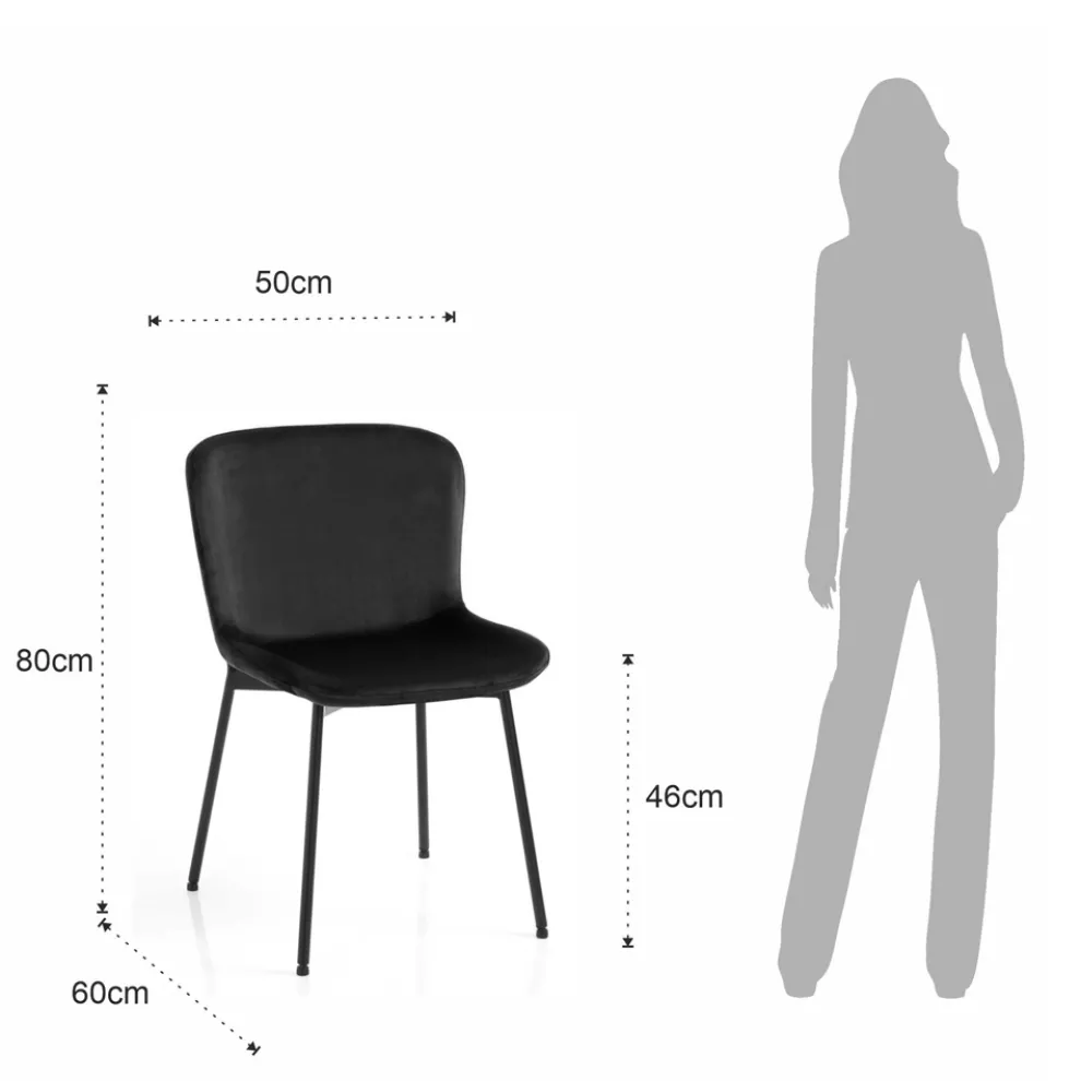 Set mit 4 Stoffstühlen und neigbaren Füßen – Dentice