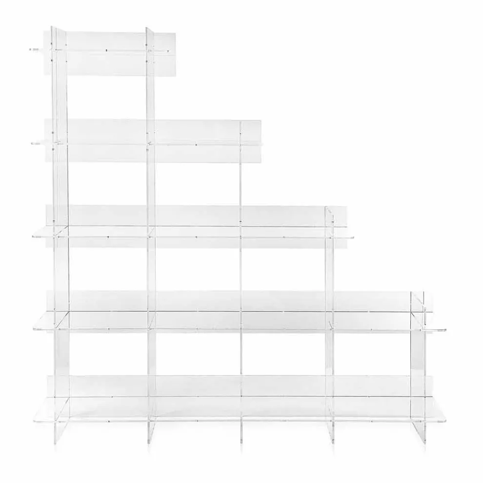 Sfera3 transparentes Wand Bücherregal L180 x H180 x P30 cm, hergestellt in Italien