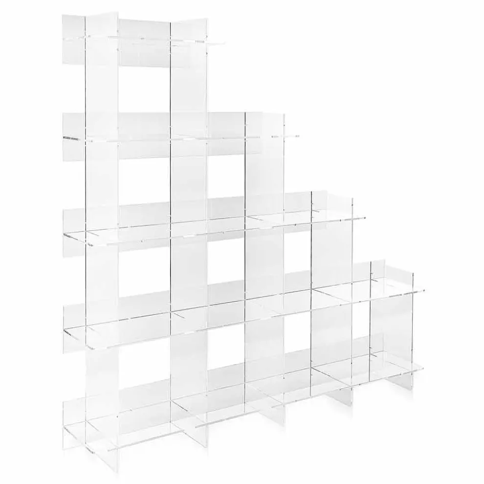 Sfera3 transparentes Wand Bücherregal L180 x H180 x P30 cm, hergestellt in Italien
