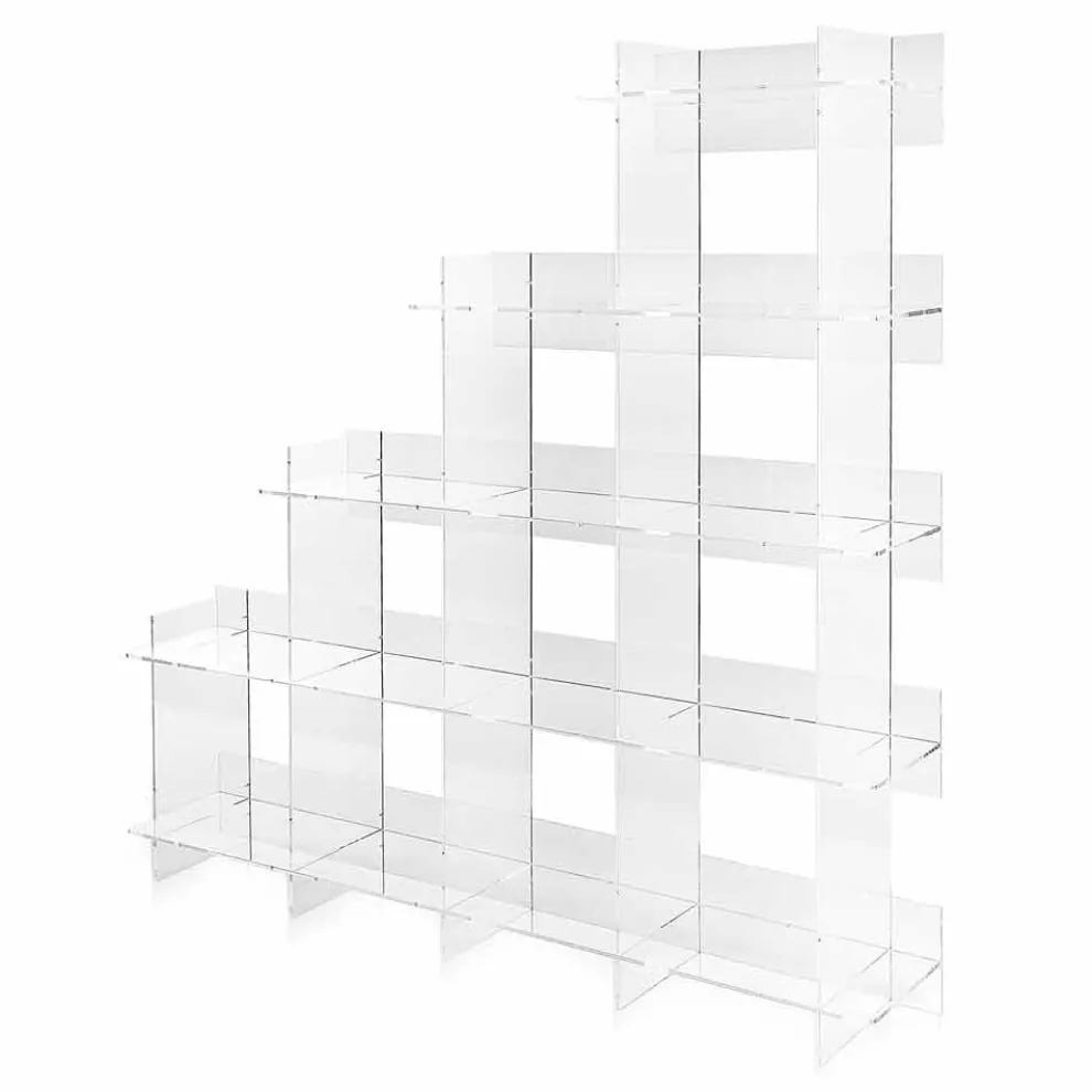 Sfera3 transparentes Wand Bücherregal L180 x H180 x P30 cm, hergestellt in Italien