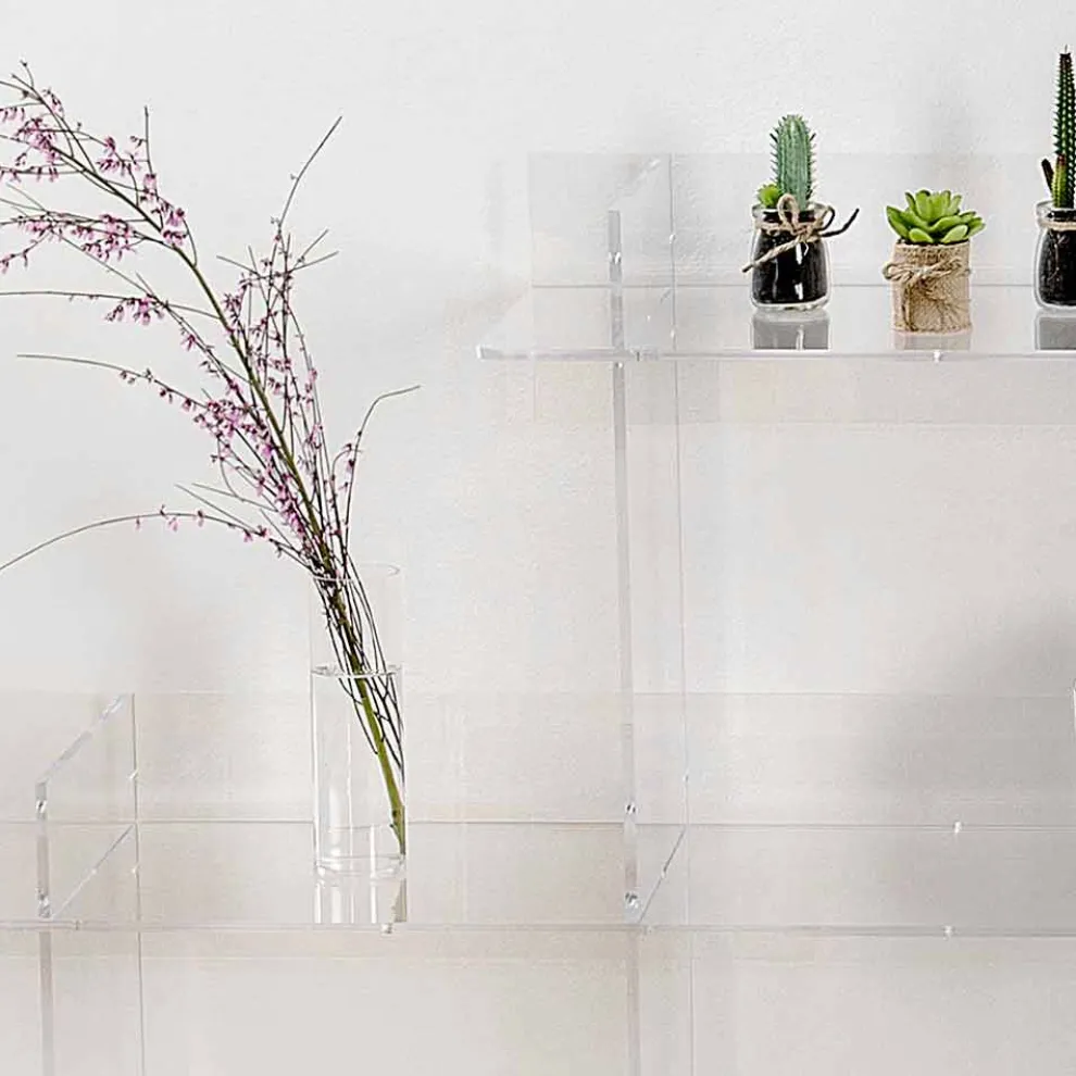 Sfera3 transparentes Wand Bücherregal L180 x H180 x P30 cm, hergestellt in Italien