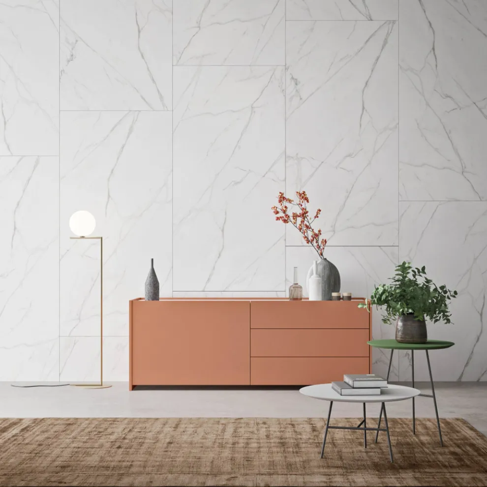 Sideboard 1 Tür und 3 Schubladen aus ökologischem Luxusholz Made in Italy - Lidia