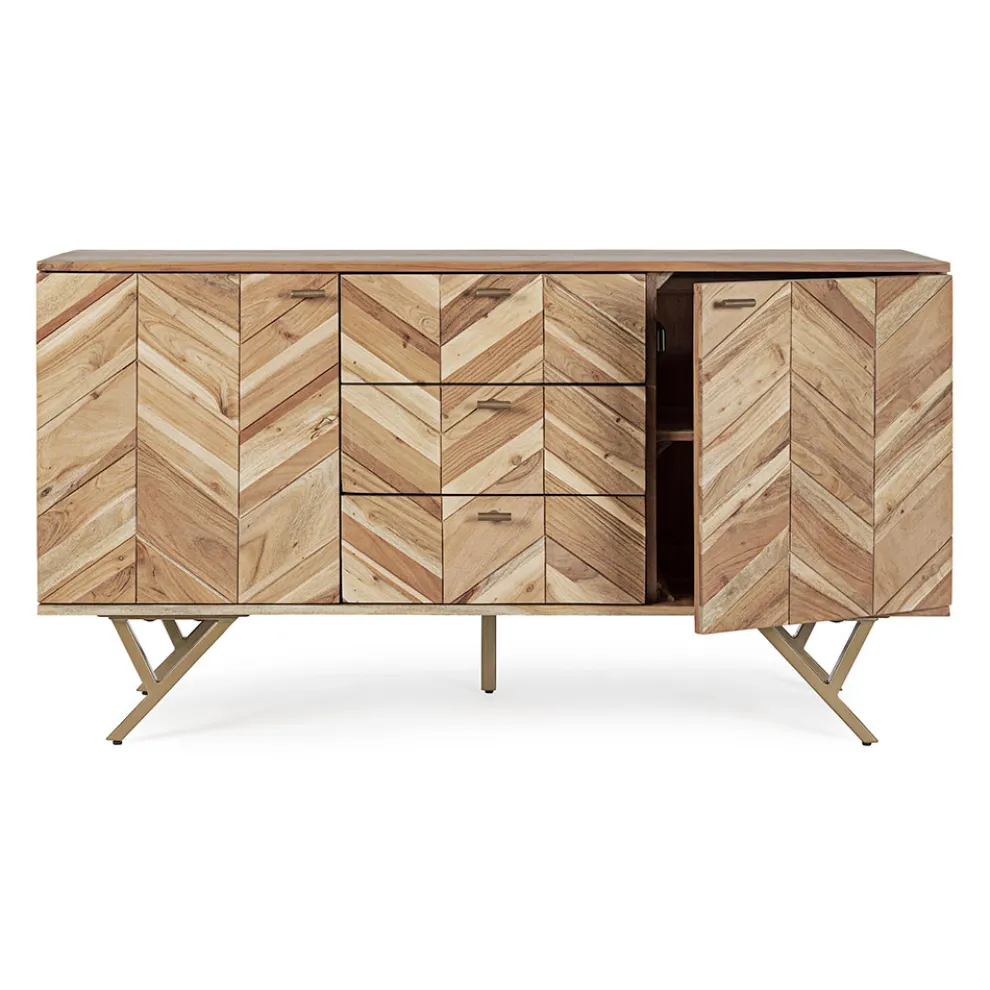 Sideboard aus Akazienholz mit 2 Türen und 3 Schubladen Design Homemotion - Carla