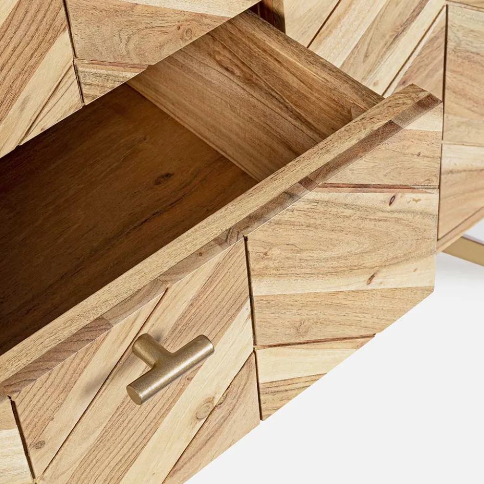 Sideboard aus Akazienholz mit 2 Türen und 3 Schubladen Design Homemotion - Carla