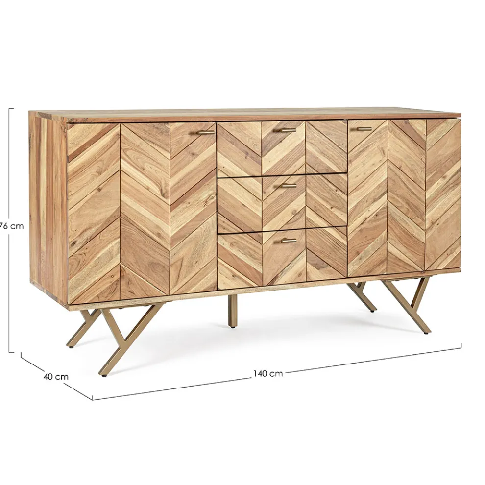 Sideboard aus Akazienholz mit 2 Türen und 3 Schubladen Design Homemotion - Carla