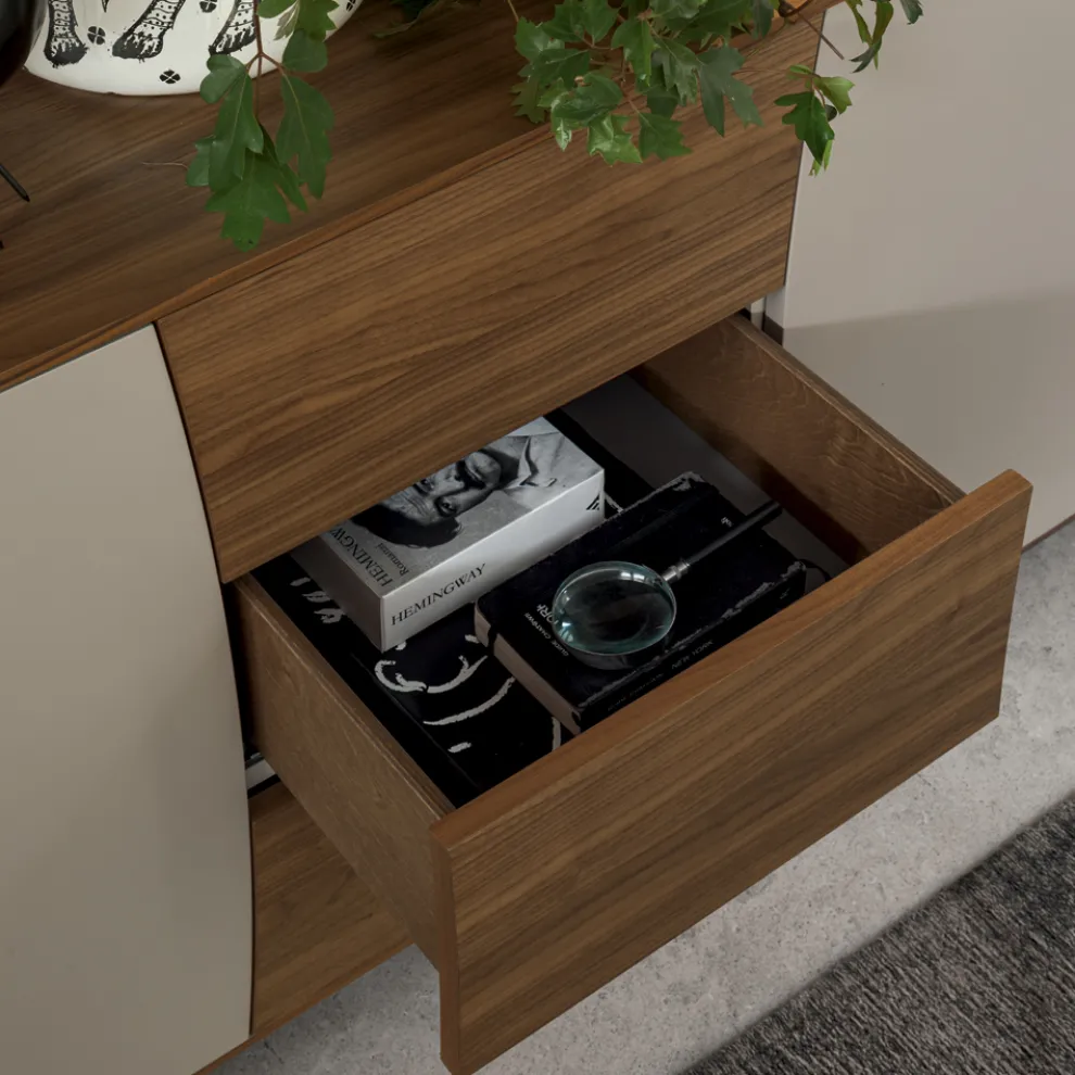 Sideboard aus lackiertem Holz 2 Türen 3 Schubladen Curvilinear Italian Design - Celio