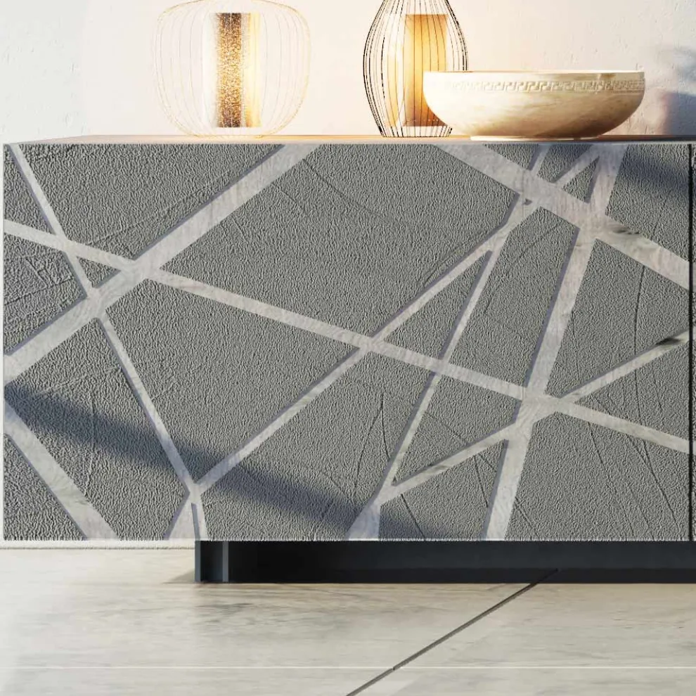 Sideboard aus matt schlammlackiertem MDF mit Sockelgestell Made in Italy - Arise