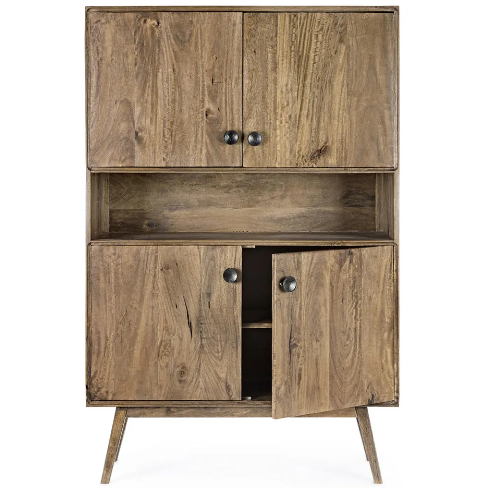 Sideboard mit 4 Türen und Regal aus Mangoholz im Vintage-Stil - Desiderio