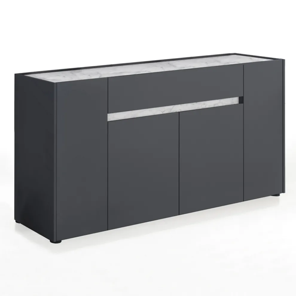 Sideboard mit 4 Türen und 1 Schublade aus ökologischen Holzpartikelplatten – Jod