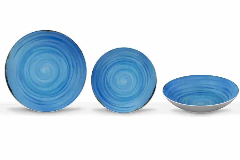 18 Stück Porzellan farbiger und moderner Teller Teller Service - Rurolo