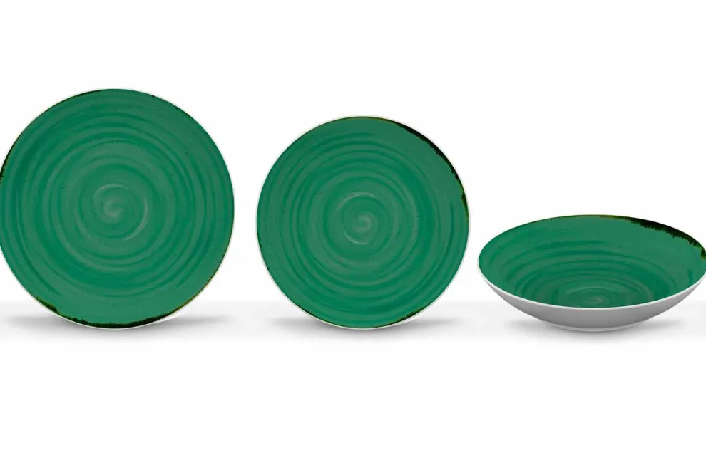 18 Stück Porzellan farbiger und moderner Teller Teller Service - Rurolo