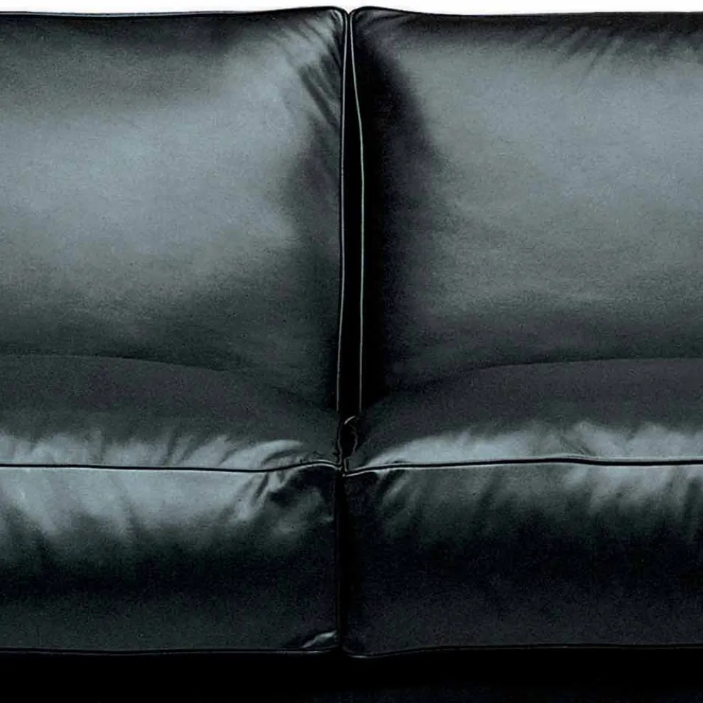 2-Sitzer Ledersofa mit Füßen aus Nussbaumholz Made in Italy - Alessandria
