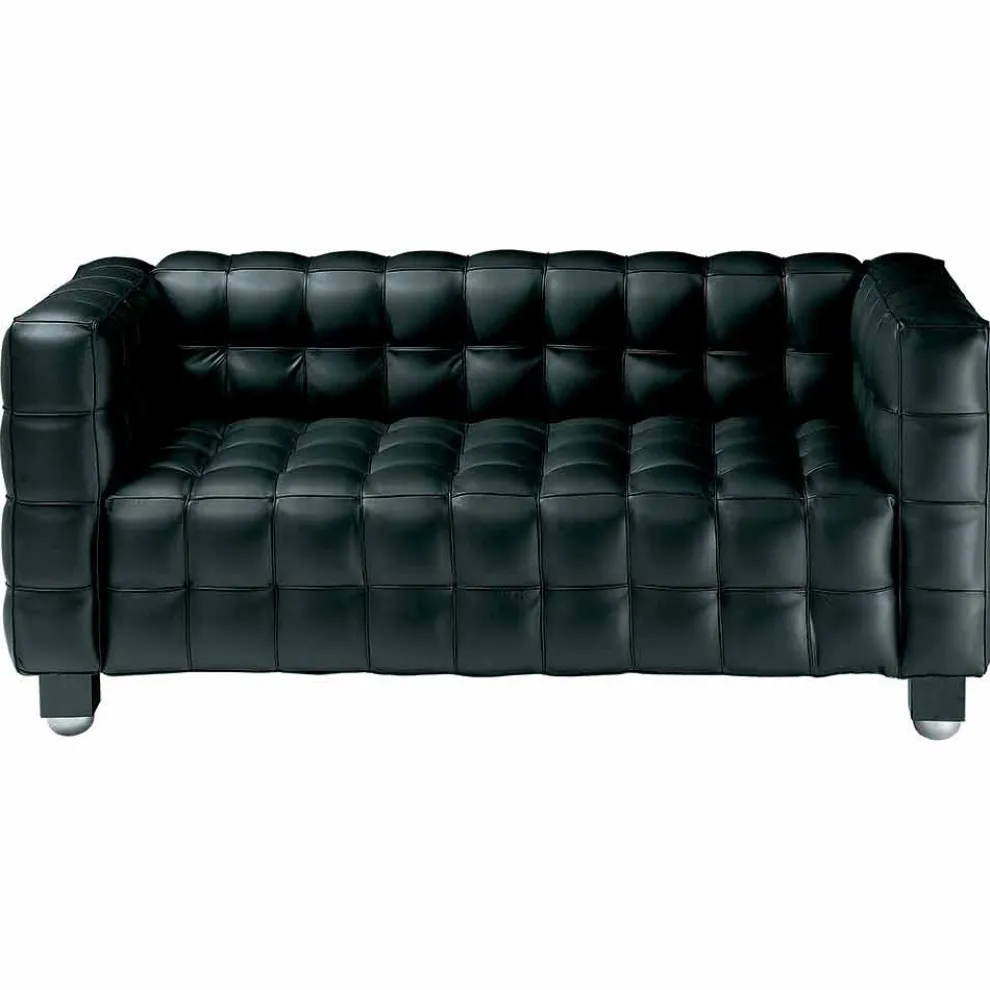 2-Sitzer-Sofa mit Bezug aus Leder in Steppoptik Made in Italy - Vesuvio