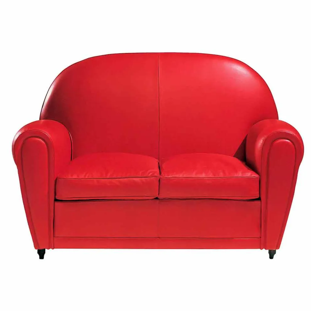 2-Sitzer-Sofa mit Lederbezug und lackierten Füßen Made in Italy - Pegolo