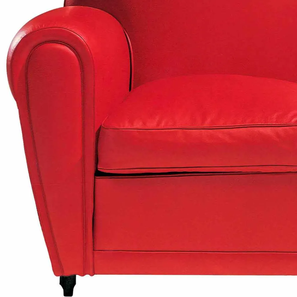 2-Sitzer-Sofa mit Lederbezug und lackierten Füßen Made in Italy - Pegolo