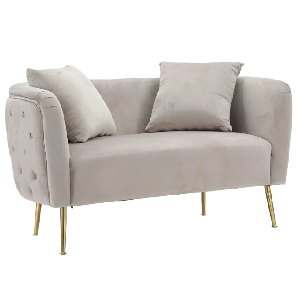 2-Sitzer-Sofa mit Samtbezug und Eisenfüßen - Annetta