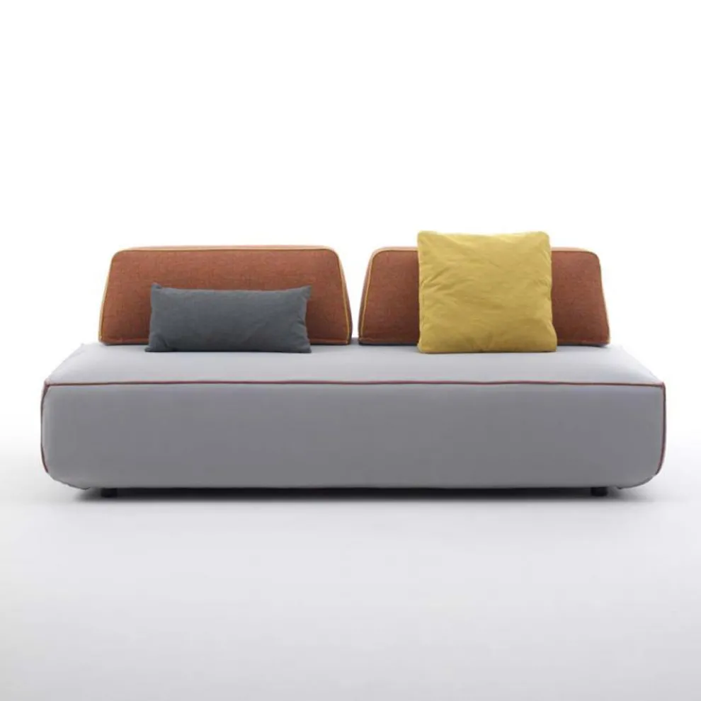 2-Sitzer-Wohnzimmersofa aus grauem Stoff mit Made in Italy-Bordüre - Ardenne