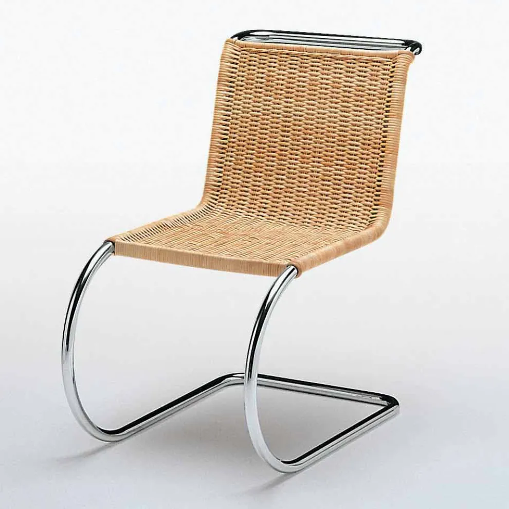 Bürostuhl aus natürlichem Rohrgeflecht und verchromtem Stahl Made in Italy - Formentera