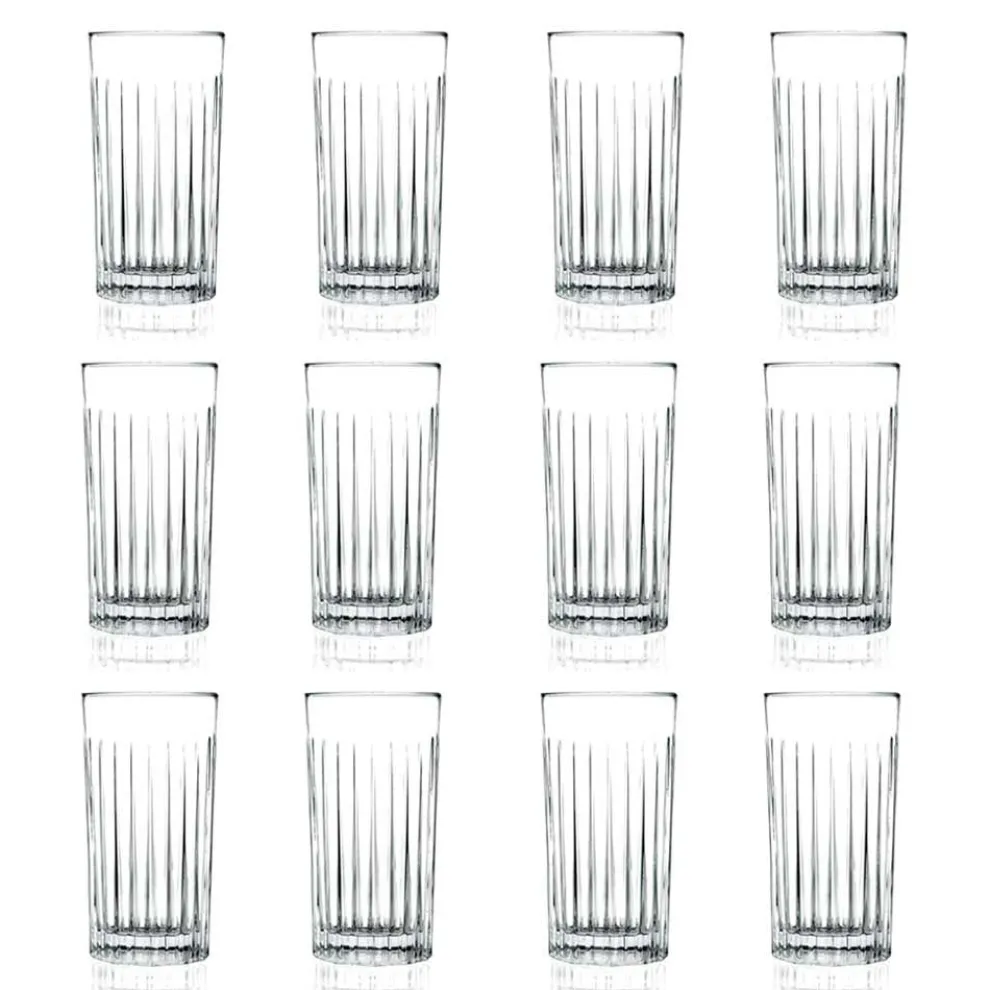12 Tumbler Tall Highball Gläser aus verziertem Öko-Kristall - Senzatempo