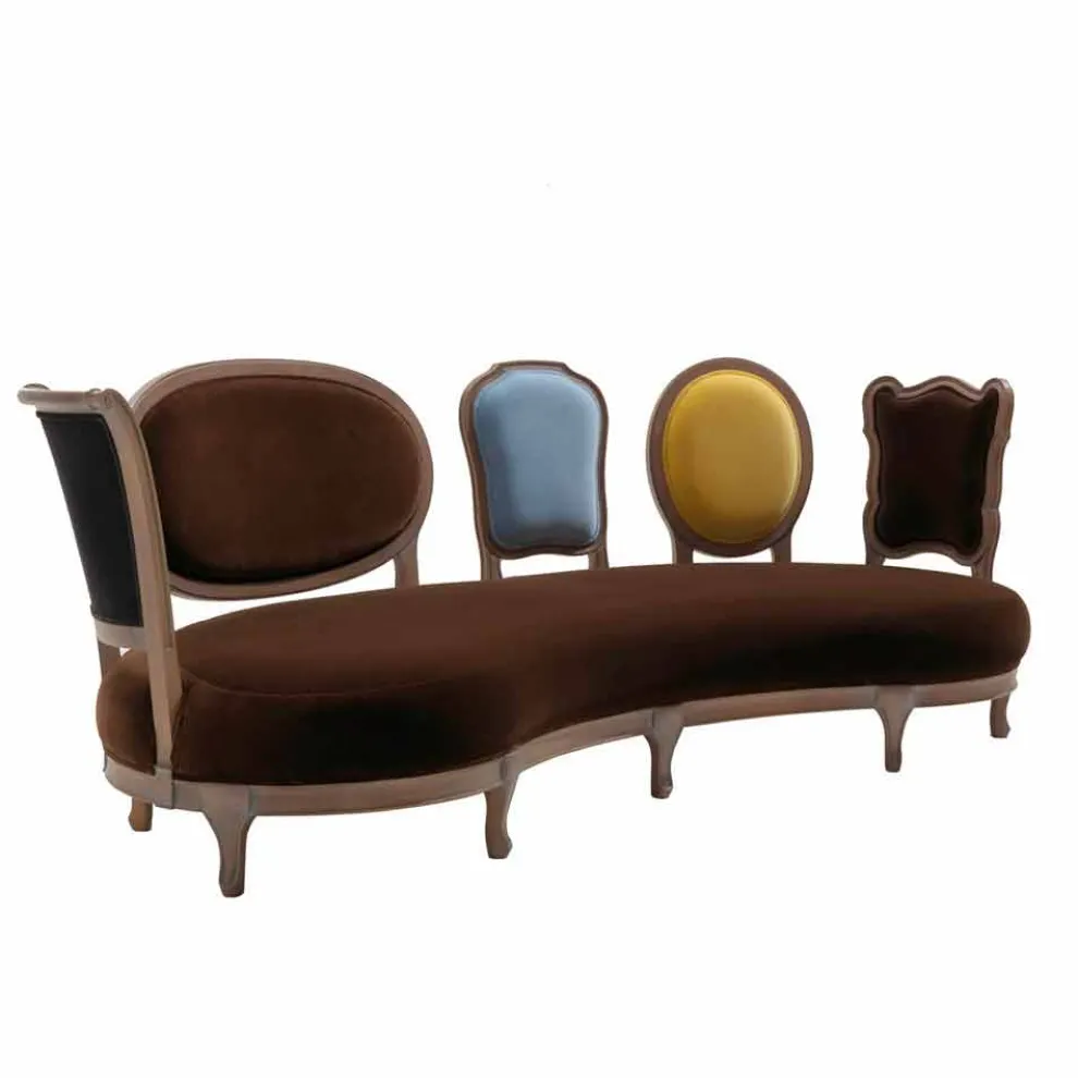 Sofa luxury Design,5 Rückenlehnen aus Massivholz, made in Italy, Manno