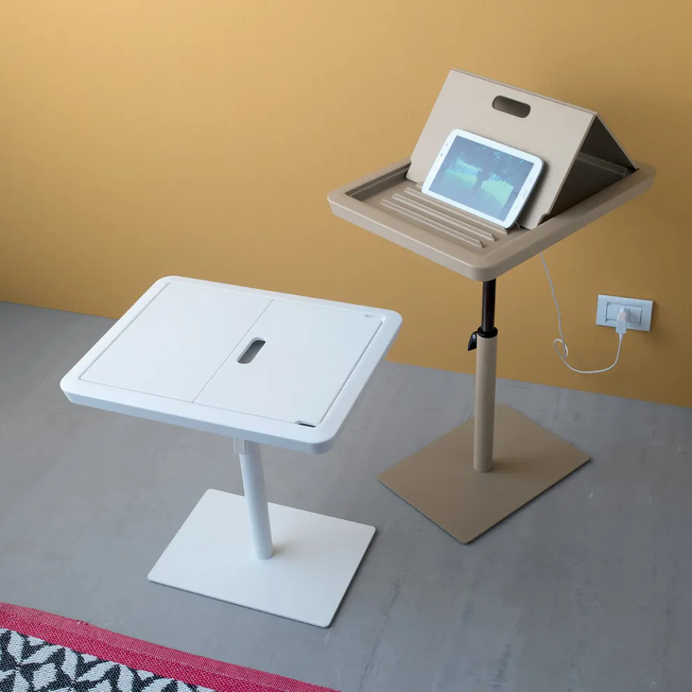 Sofa-Beistelltisch Metall und PVC höhenverstellbar für Tablet - Tekniko
