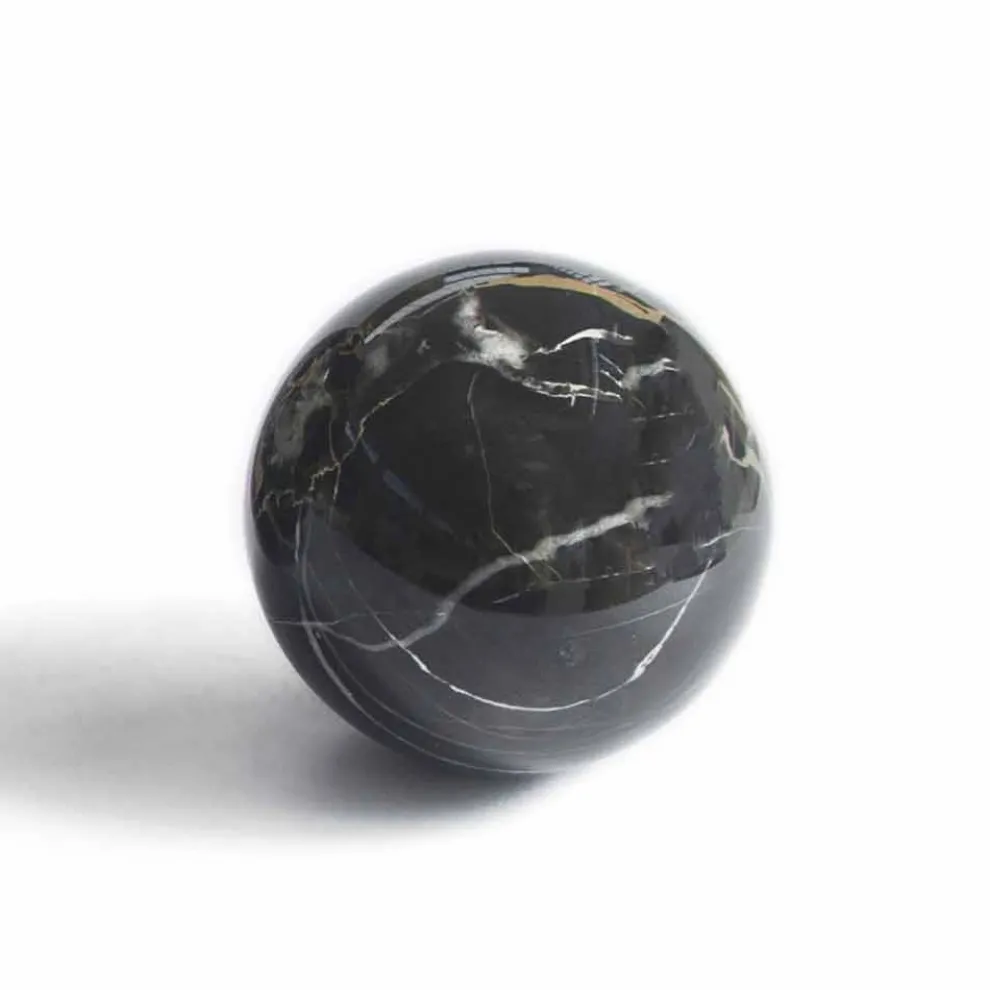 Sphere Briefbeschwerer aus glänzend schwarzem Portoro Marmor Made in Italy Qualität - Sphere