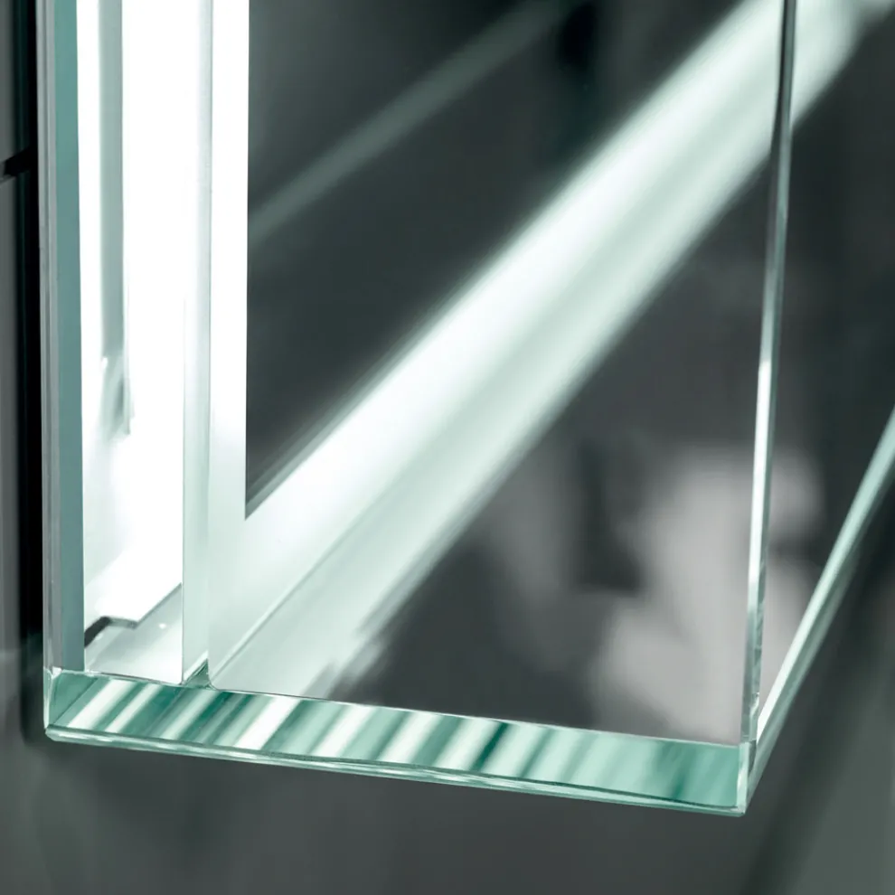 Spiegel mit integrierten Lichtern und Kristallrahmen, hergestellt in Italien – Isaac