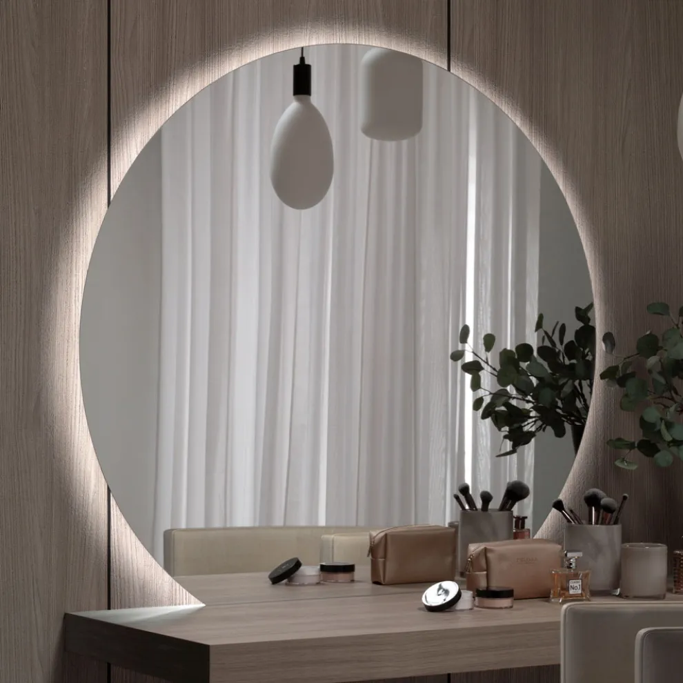 Spiegel mit LED-Hintergrundbeleuchtung nur auf der runden Seite Made in Italy - Make