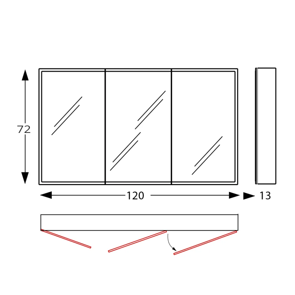 Spiegelbehälter aus Holz mit Doppelspiegel und Lichtern, hergestellt in Italien – Darwin