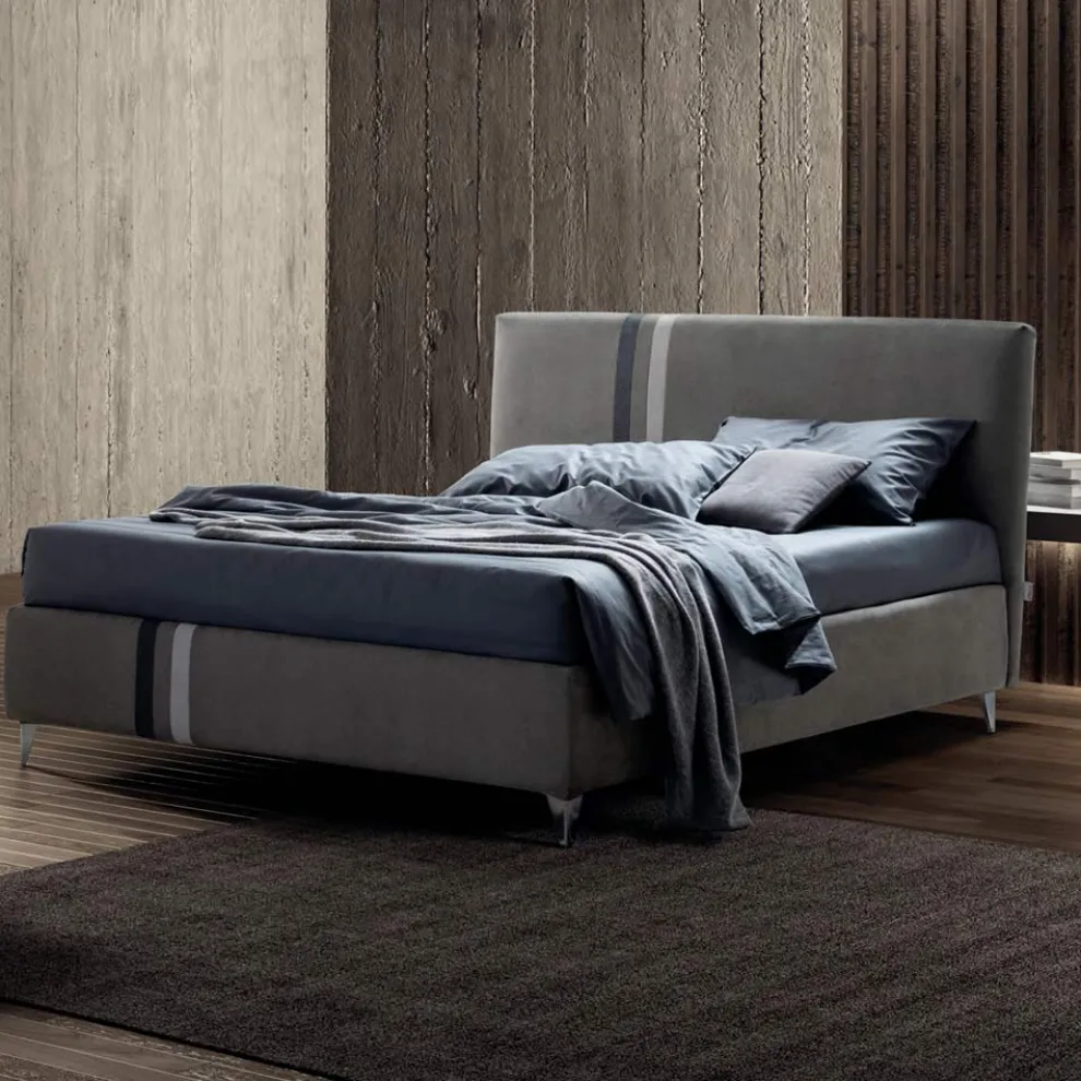 Doppelbett 160x190 mit 2 zweifarbigen vertikalen und parallelen Streifen - Paolo