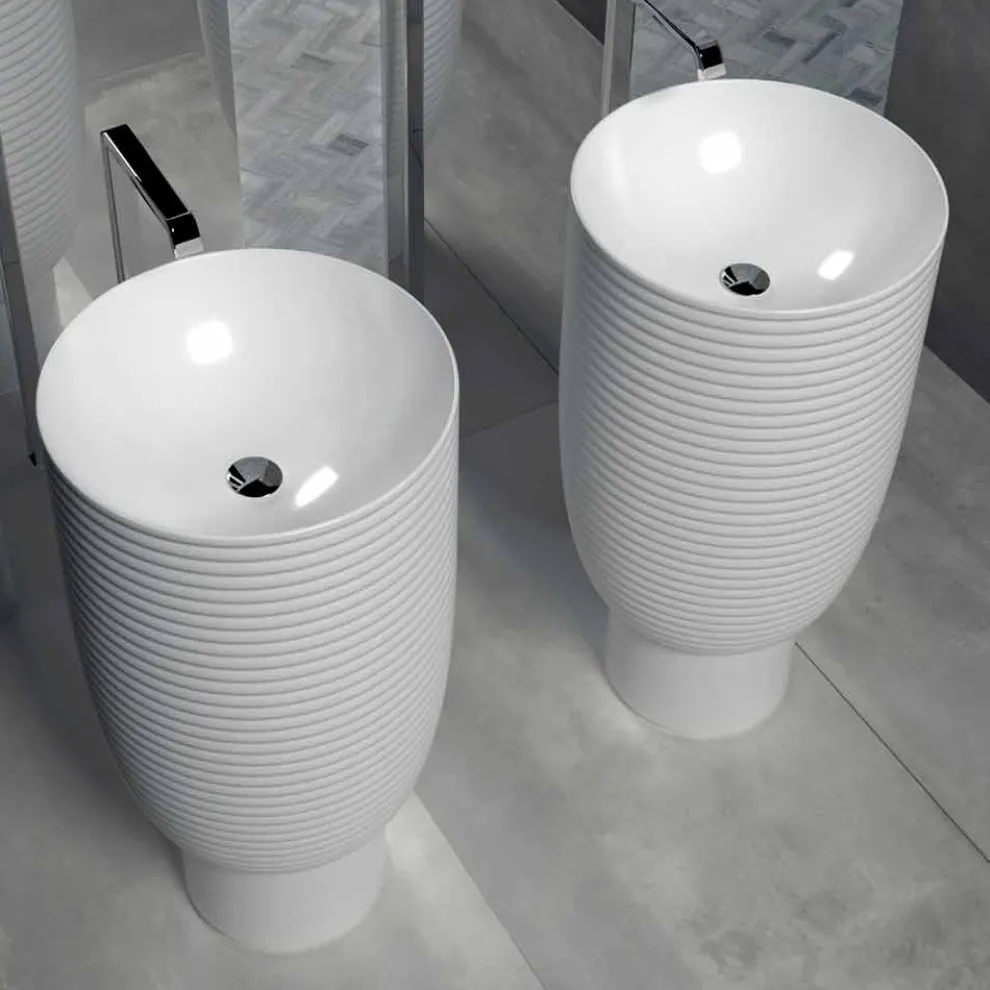 Standwaschbecken aus weißer oder farbiger Keramik Trabia