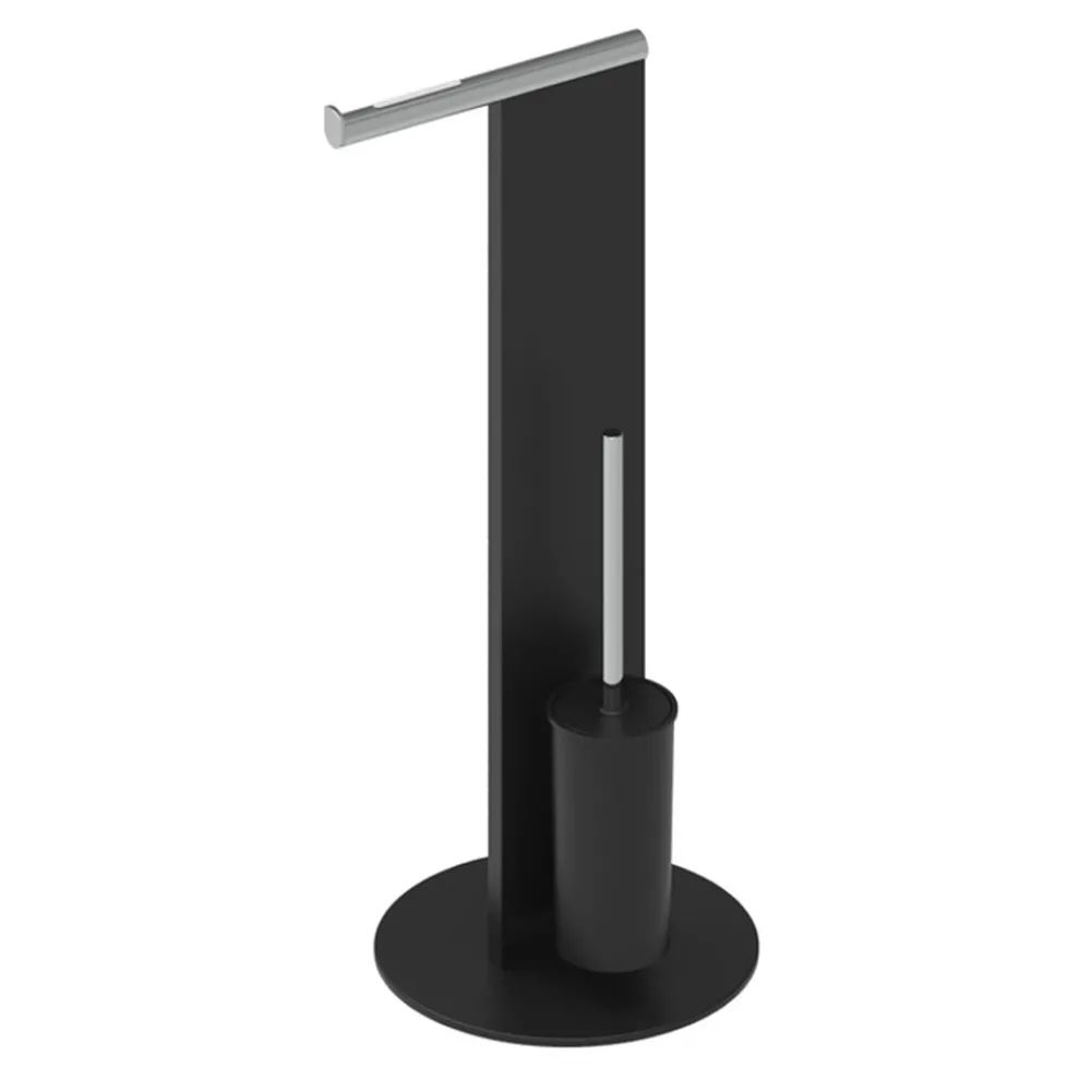 Stand-WC-Bürstenhalter und Baderolle aus weißem oder schwarzem Aluminium - Alcade