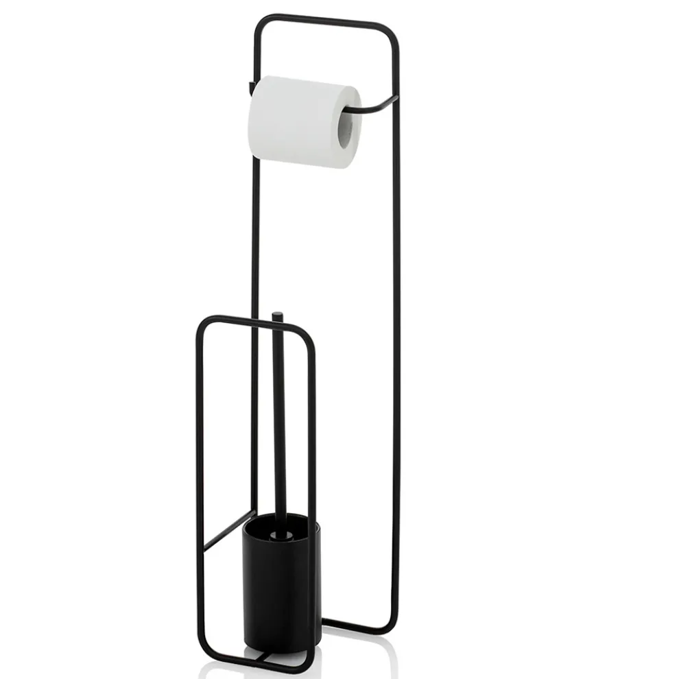 Stehender Toilettenpapierhalter aus mattschwarzem Metall - Kimmy