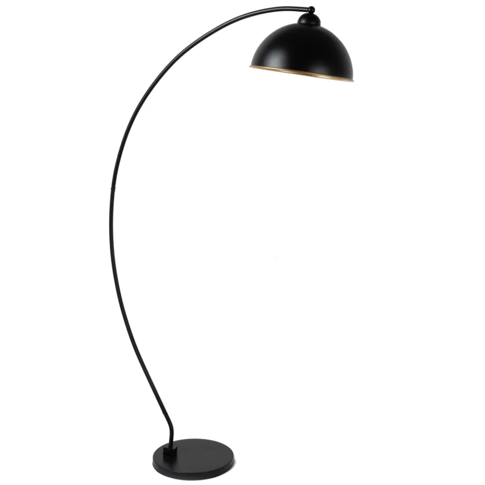 Stehlampe aus schwarzem und goldenem Metall mit verstellbarem Lampenschirm - Steave