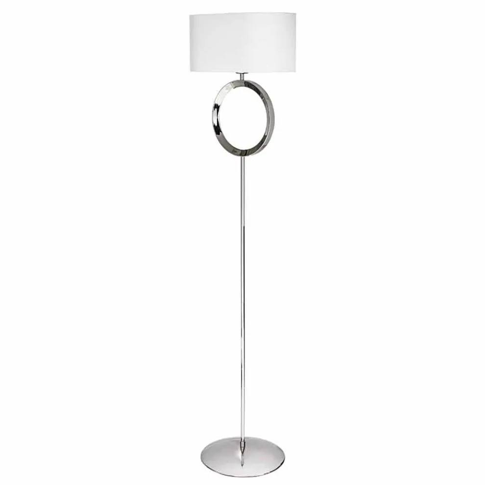 Stehlampe aus Stahl mit weißem Lampenschirm Hmax 149,5cm Moon