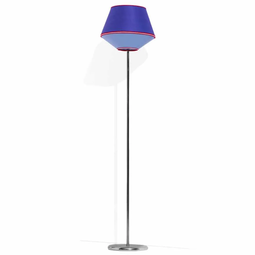 Stehlampe aus verchromtem Metall mit Stofflampenschirm Made in Italy - Soja