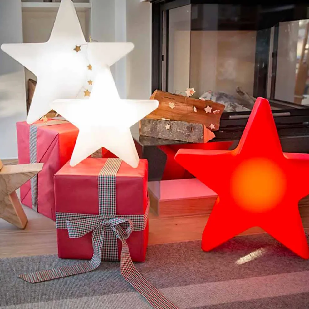Stehlampe in weißer oder roter Sternform, modernes Design - Ringostar