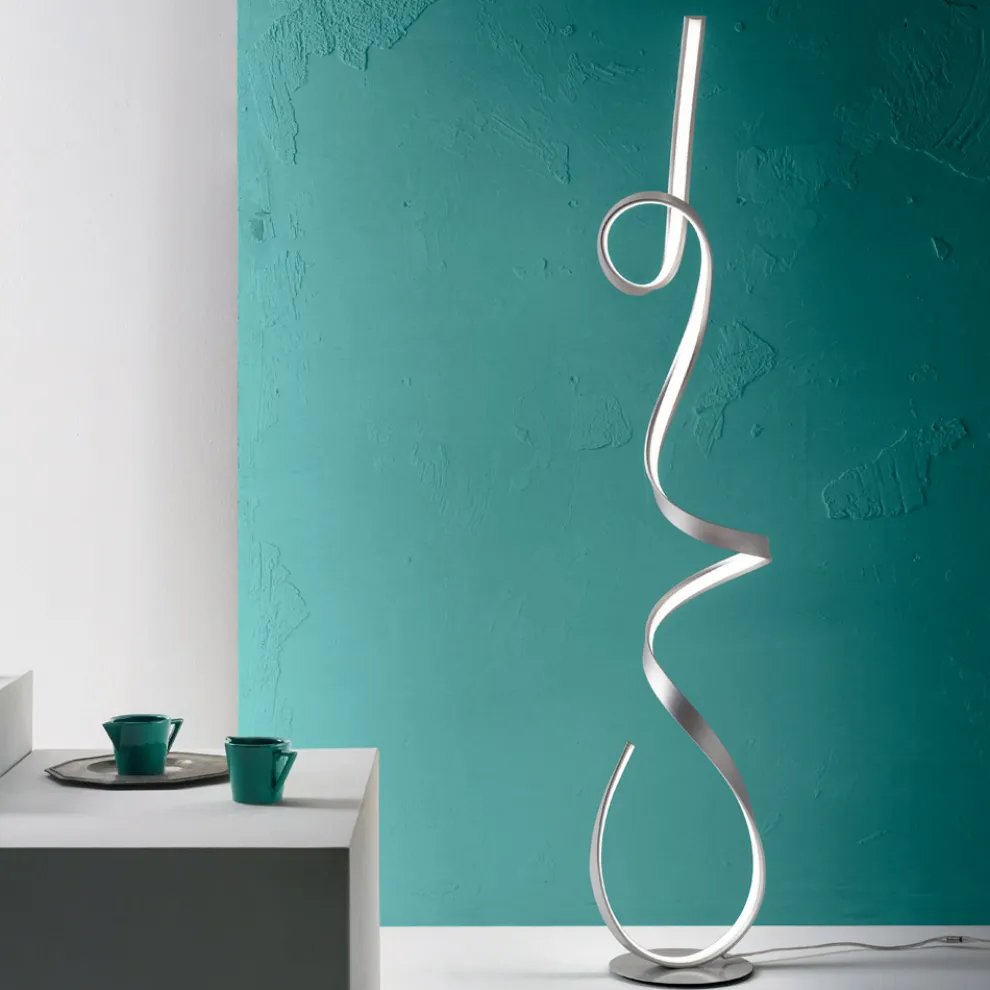 Stehlampe mit Struktur aus lackiertem Metall mit LED-Licht - Lumino