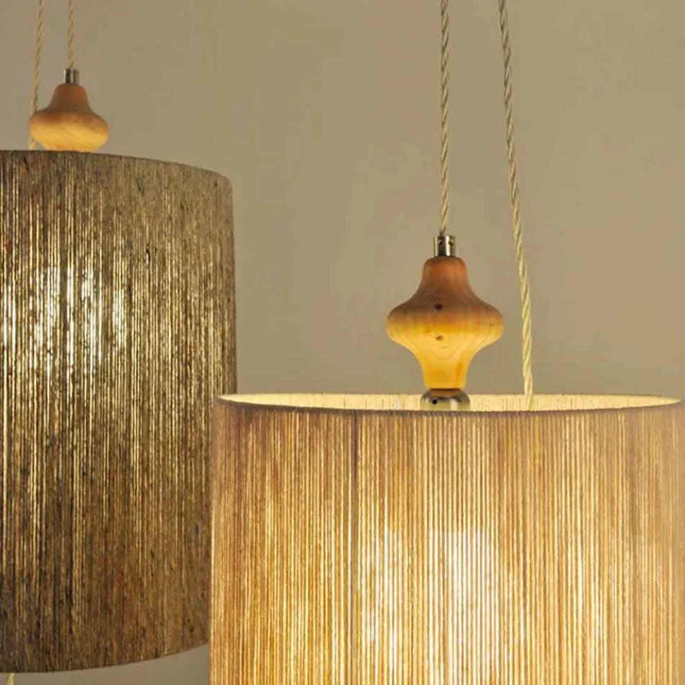 Stehlampe/Hängelampe aus Holz und 100% Wolle Bois