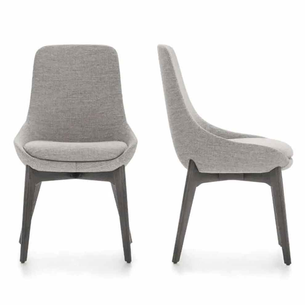 Stoff Esszimmerstuhl mit Holzsockel Made in Italy - Kokosnuss