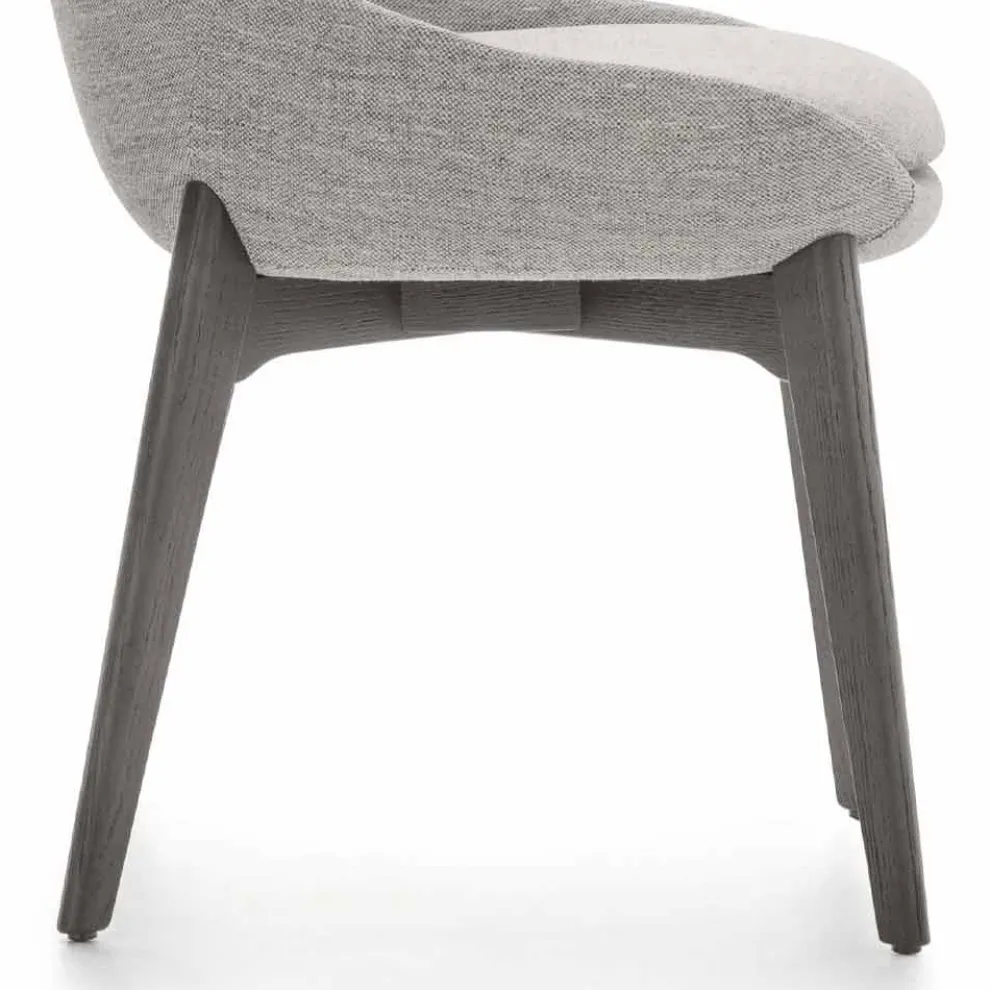 Stoff Esszimmerstuhl mit Holzsockel Made in Italy - Kokosnuss