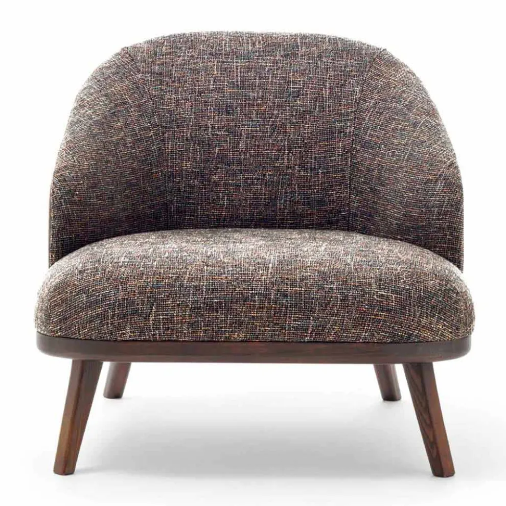 Stoff Lounge Chair mit Massivholzsockel Made in Italy - Pepina