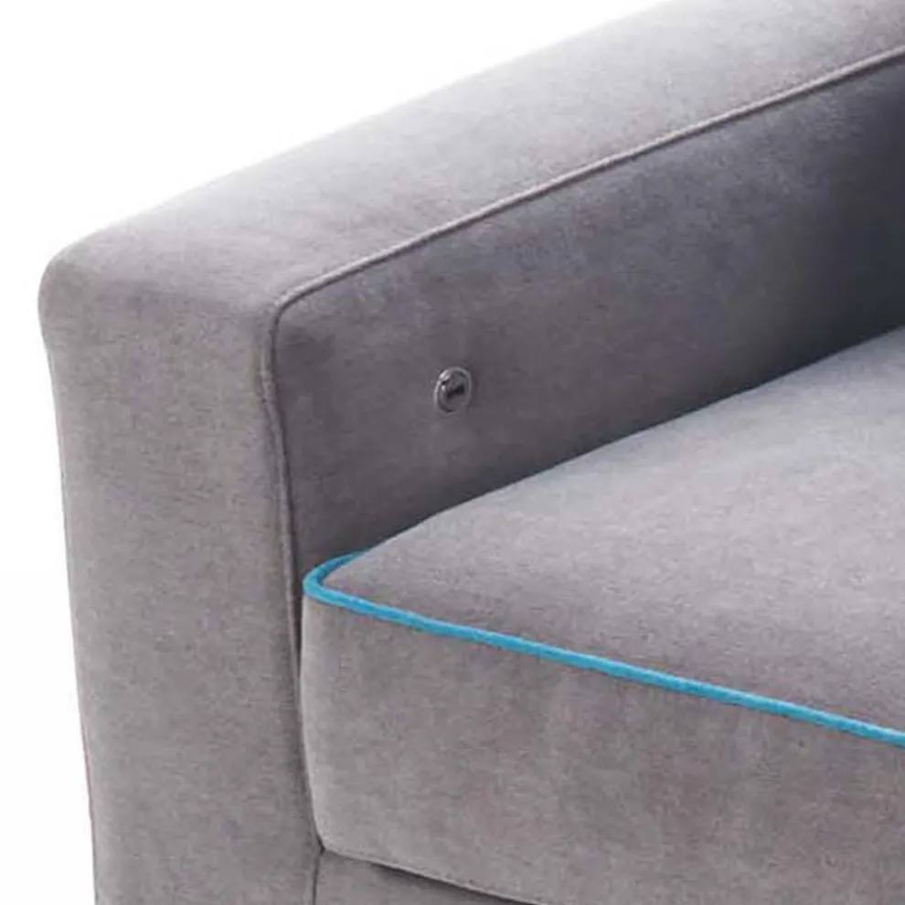 Stoffsofa mit Halbinsel-Hocker und USB-Anschluss Made in Italy - Tenerife