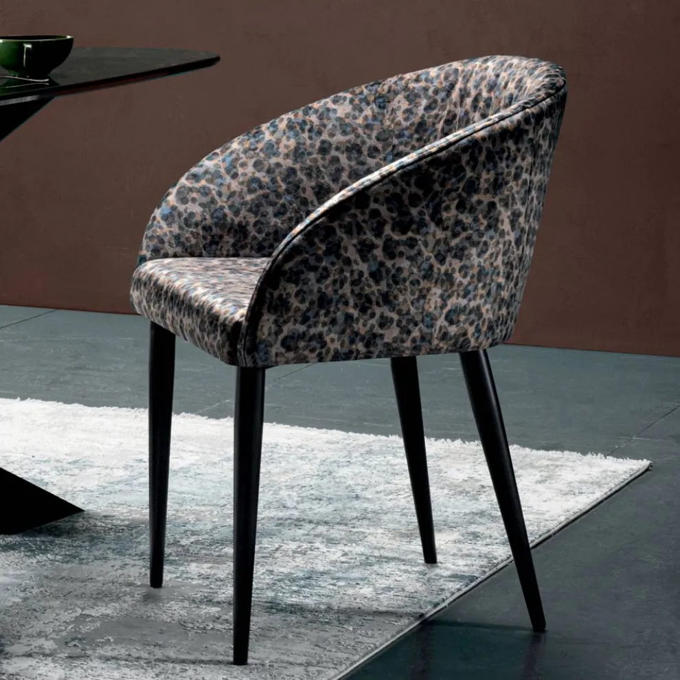 Stoffstuhl mit Stahlkonstruktion, hergestellt in Italien, 4-teilig – Tagata