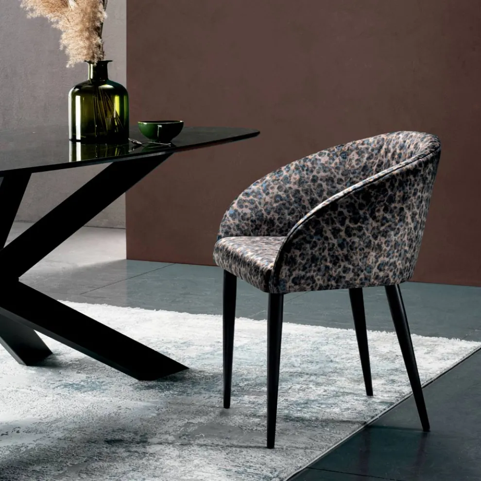 Stoffstuhl mit Stahlkonstruktion, hergestellt in Italien, 4-teilig – Tagata