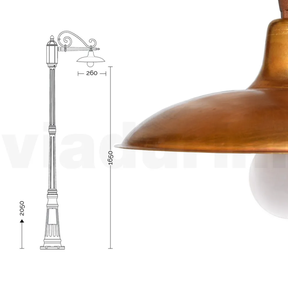 Straßenlampe im Vintage-Stil aus Corten-Aluminium und Messing, hergestellt in Italien – Adela