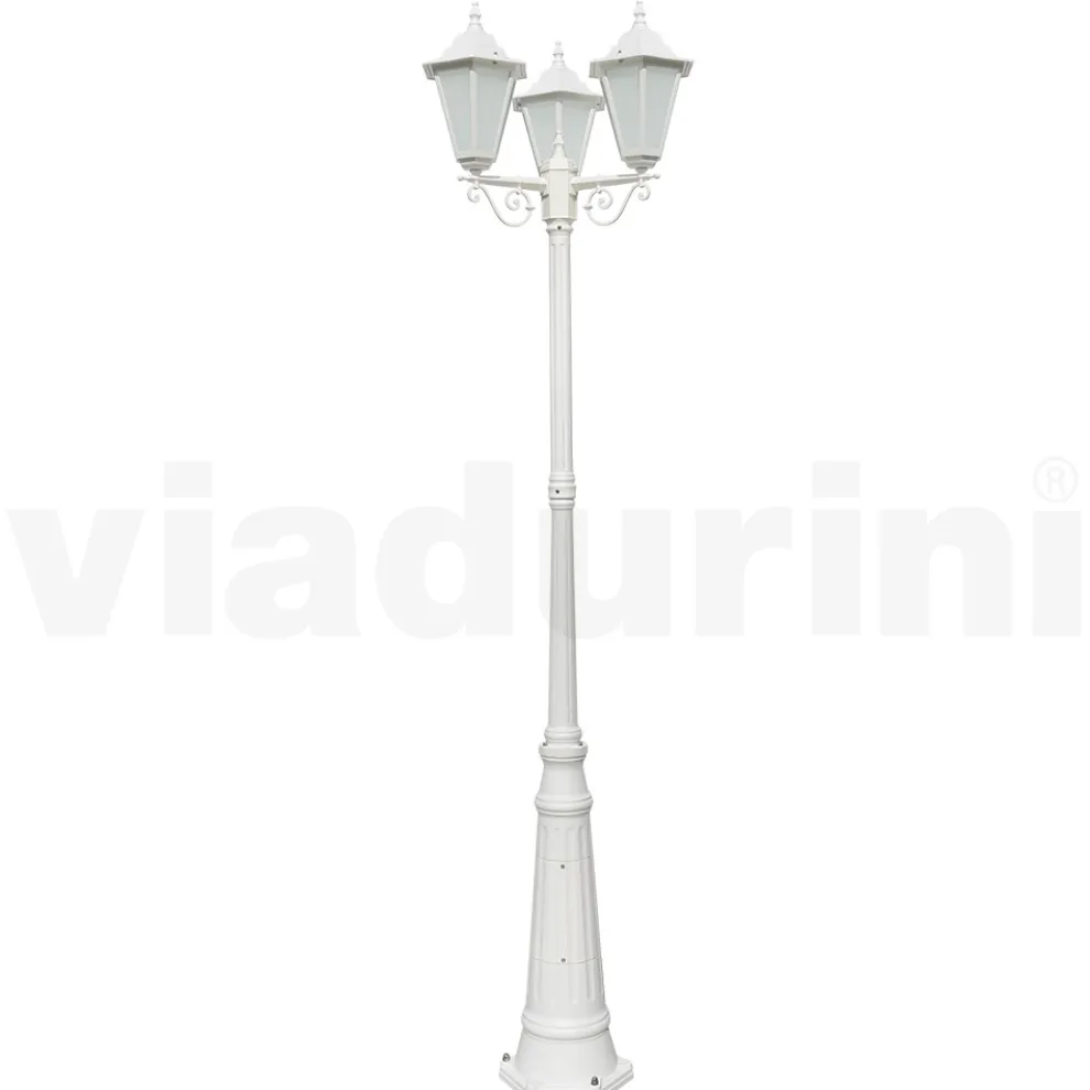 Straßenlaterne im Vintage-Stil mit 3 Lichtern aus Aluminium und Glas, hergestellt in Italien – Terella