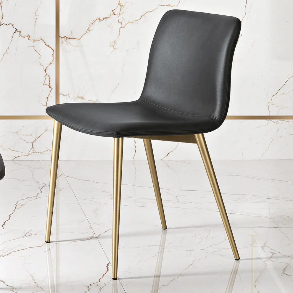 Stuhl aus Faserstoff in Lederoptik und Metallbeinen Made in Italy - Amane